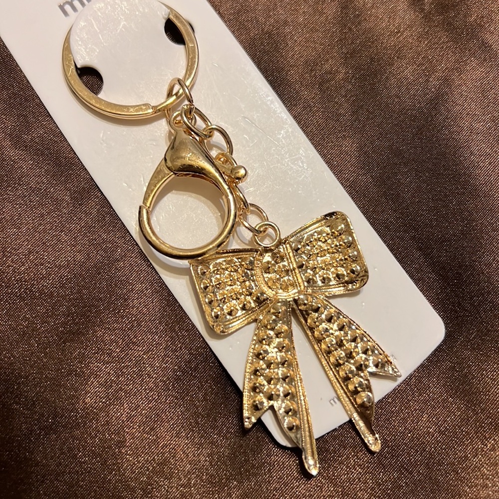 Mint Gold and Pink Rhinestone Bag charm and Key Holder - Picture 2 of 3